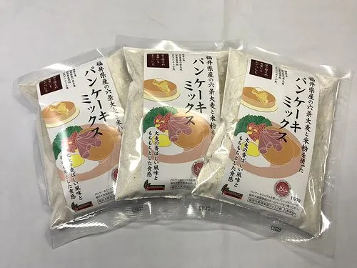 お菓子作りにもどうぞ!福井県産の六条大麦と米粉を使ったパンケーキミックス3個セット【ハラール認証】